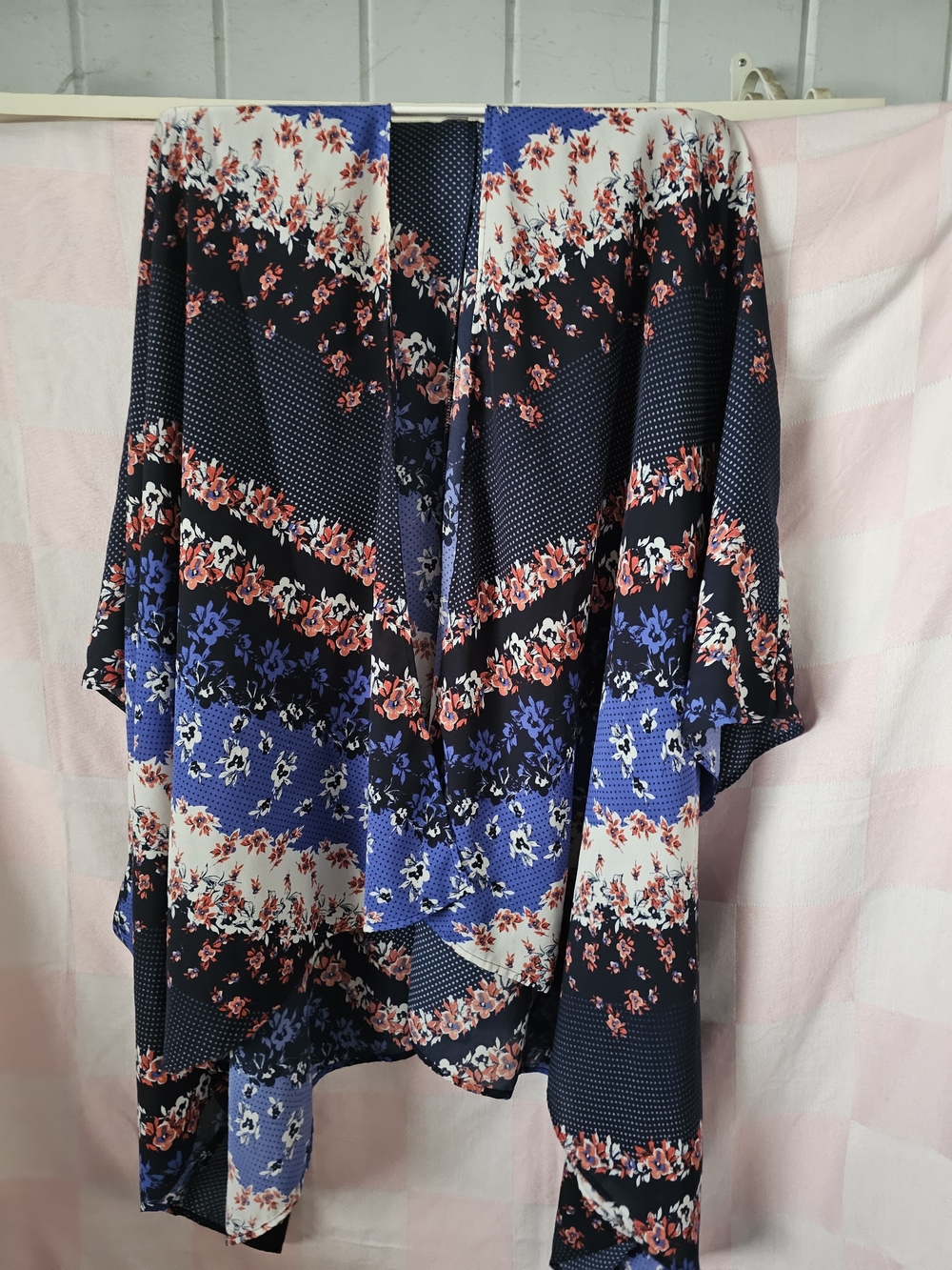 Maurices Floral Open-Front Kimono - Navy, Blue & Pink
